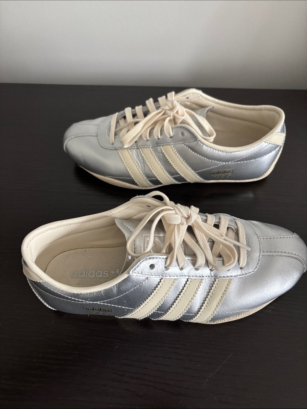 adidas Silver and Cream Retro Low-Top Sneakers